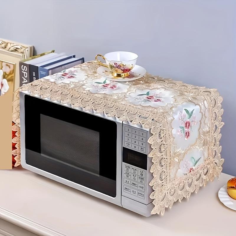 1pc European Style Lace Microwave Cover, Polyester Dustproof Appliance Protector with Floral Design, No Battery Required, Microwave Food Cover