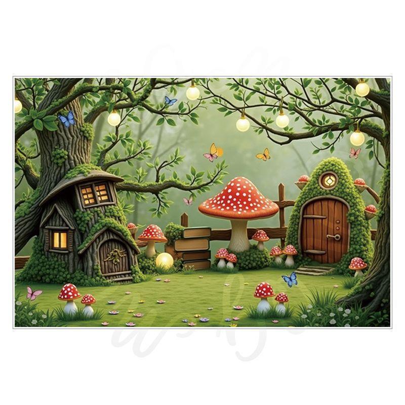 Spring Green Forest Photography Backdrop Fairy Princess Pet Landscaping Photo Backdrop
