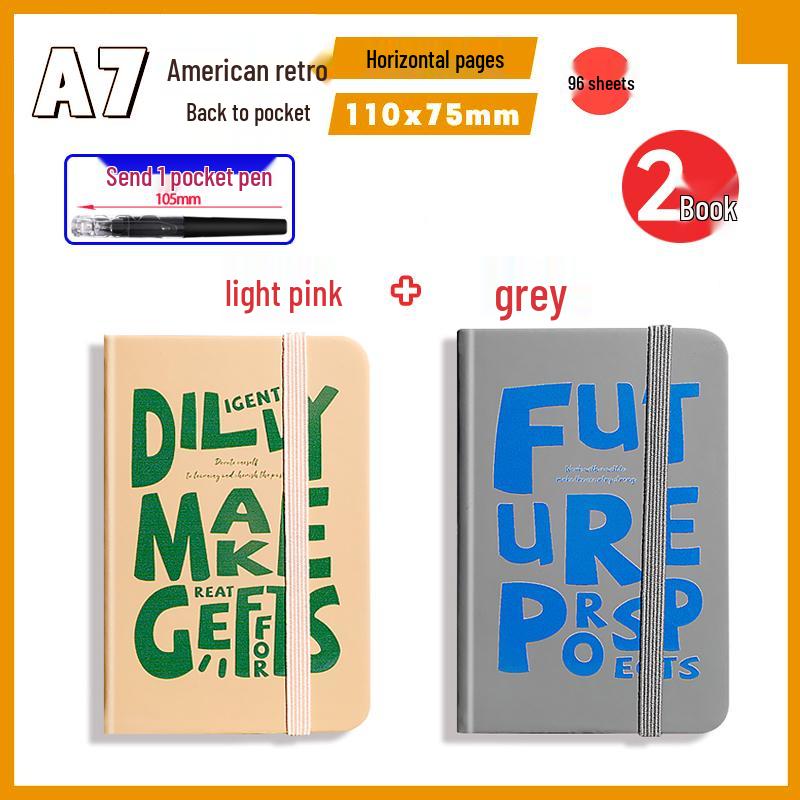 A7 Mini Retro Amerikanischer Stil Taschenformat Notizbuch - Tragbares Kleines Notizbuch für Planung oder Geschenke.
