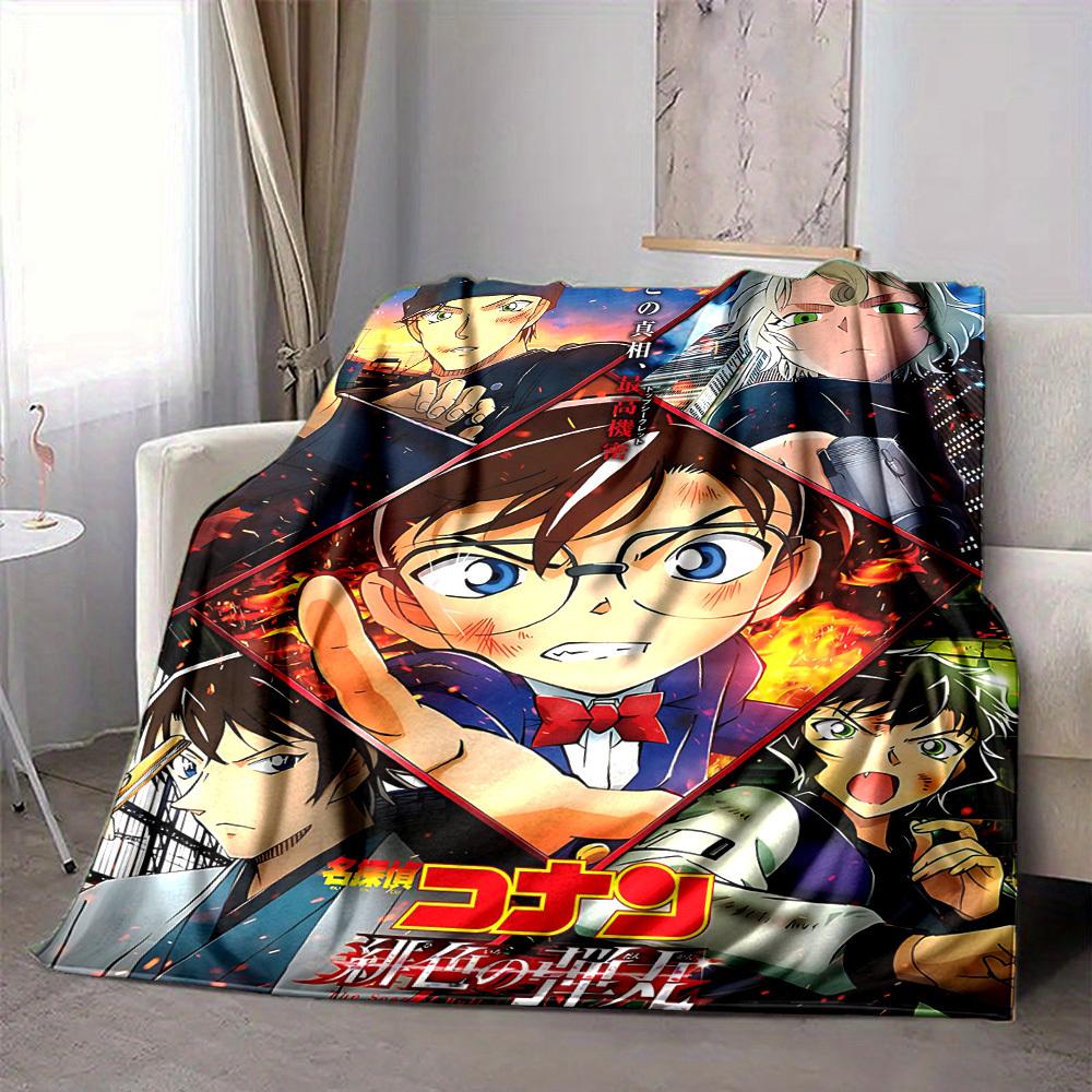 1pc Detective Conan Soft & Warm Flannel Blanket, Multi-Purpose Throw Blanket for Couch, Sofa, Office, Bed, Camping, Travel