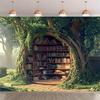 Wald-Bücherregal-Hintergrund Polyester multifunktionale Raum- und Gartendekoration kein Strom für alle Jahreszeiten geeignet.