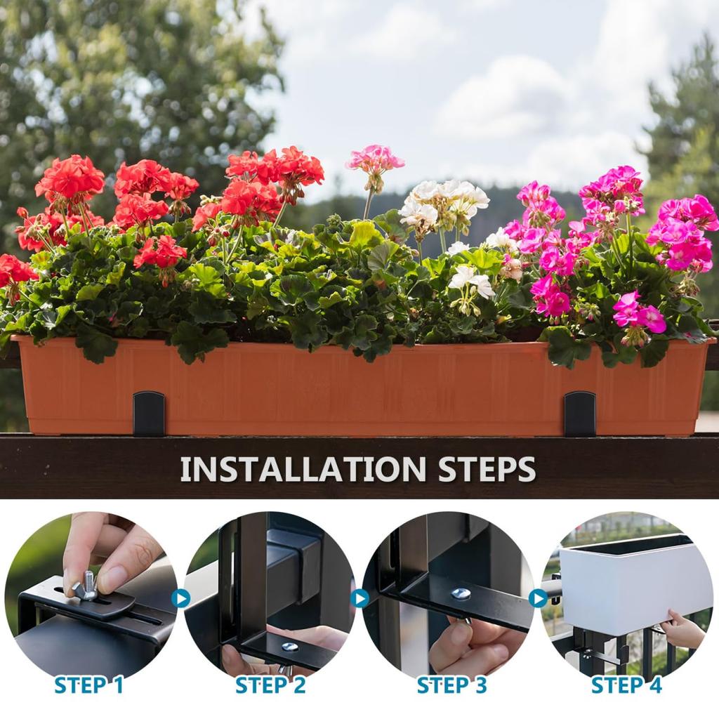 HAKIDZEL 2-Pack Planter Hooks, Wall-Mounted Planter Rack, Outdoor Iron Planter Bracket, for Balconies and Railings, Hanging Plants and Lanterns