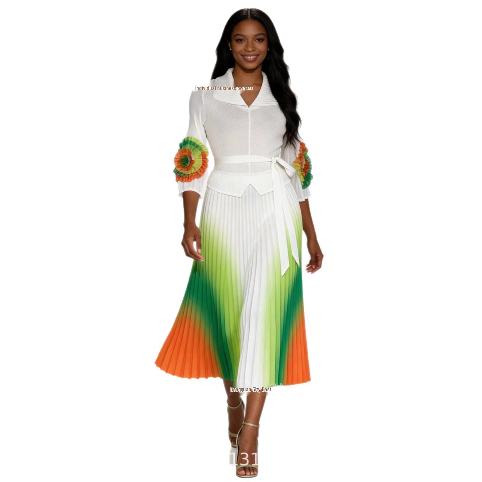 

Miyake Rainbow Gradient Pleated Plus Size Dress - Elegant, Fashionable, and Comfortable Women s Clothing One Size чорний