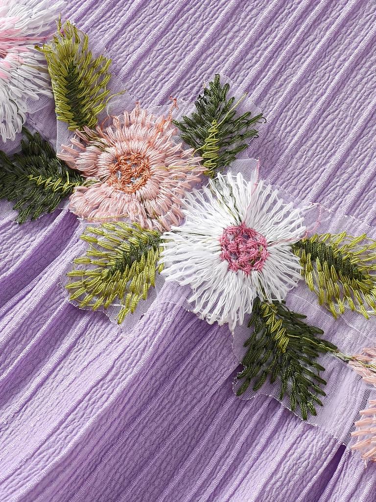 European-American Style Summer Girl's Floral Embroidery Sleeveless Top & Shorts Set