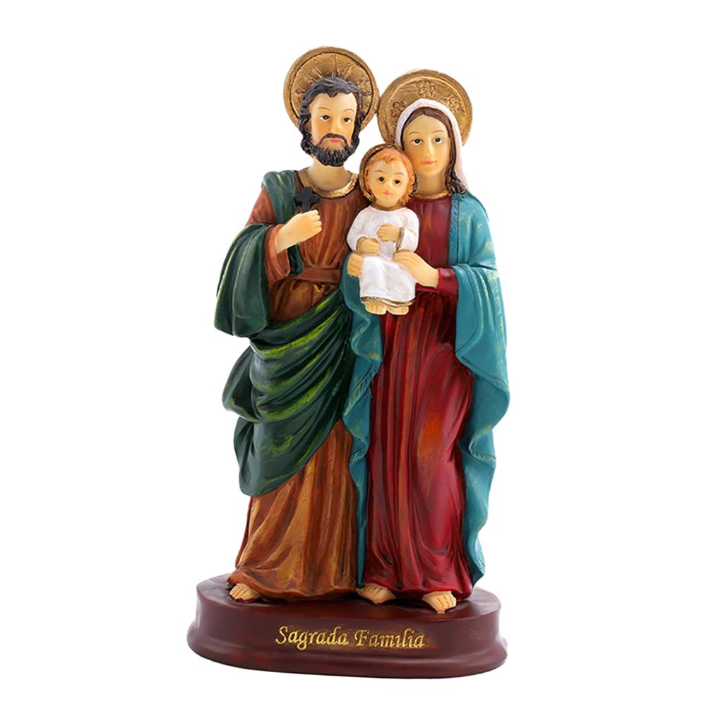 Holy Family Statue Jesus Figurine Craft Nativity Scene for Desktop Home Gift Home Decor Sculpture Mary Joseph
