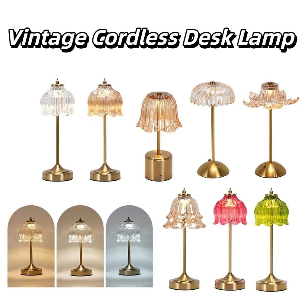 Dimmable Cordless Desk Lamp Gold Rechargeable Lamp American Style Ambient Light Outdoor