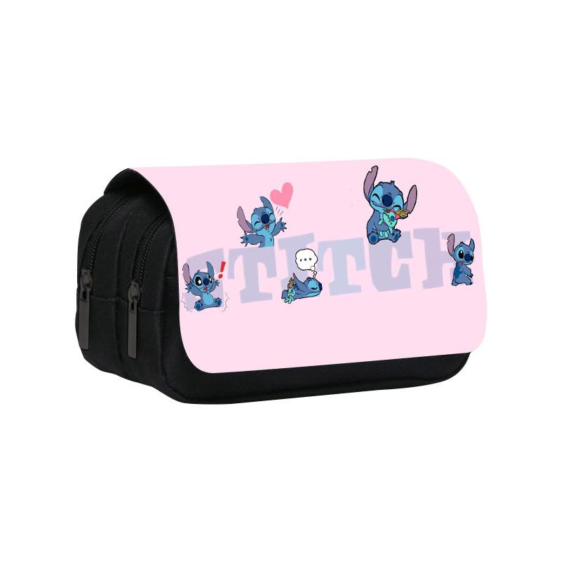 Stitch Double Layer Pencil Case For Students With Polyester Material And Storage Space