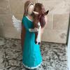 Girl Horse Figurine Resin Angle Pony Statue Sculpture Home Office