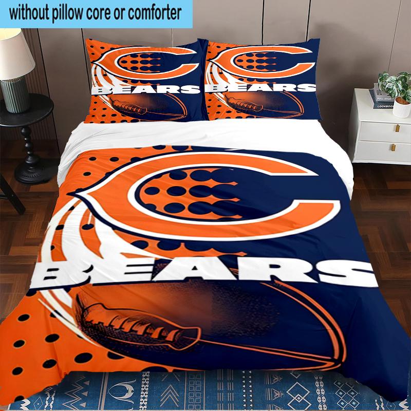 Set Biancheria da Letto 3 Pezzi Chicago Bears Stampa 2D (Include 1 Copripiumino + 2 Federe Senza Imbottitura), Decorazione camera da letto, Regalo ventilatore