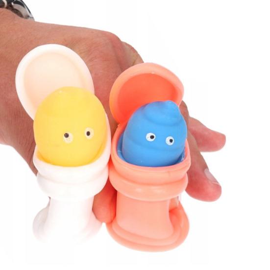 Popping Shit Toilet Squeeze Toy Stress Relief Cartoon Poop Toilet Cup Anti-Anxiety Stress Ball Portable Students Office Worker Desk Toy