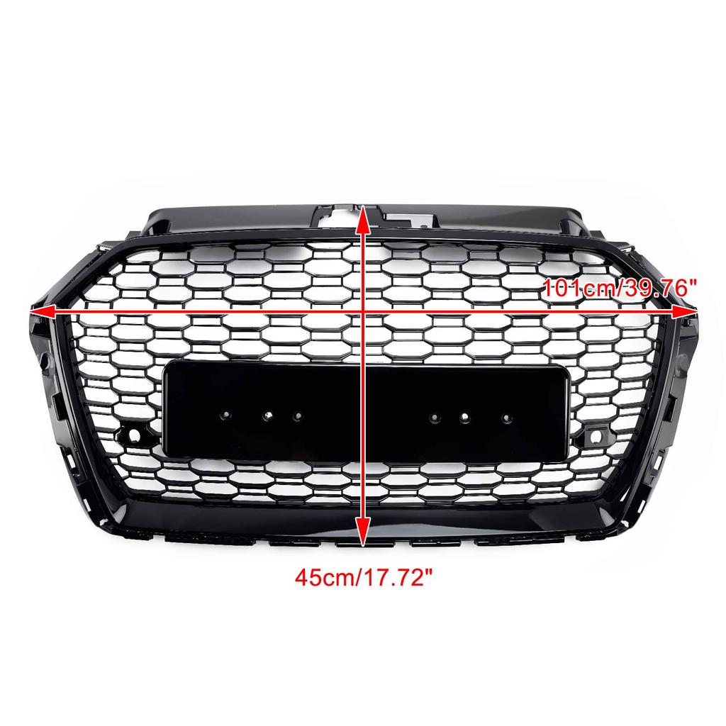 Honeycomb Mesh Front Bumper Grille Fit A3 8V 2017-2019 RS3 Style Black