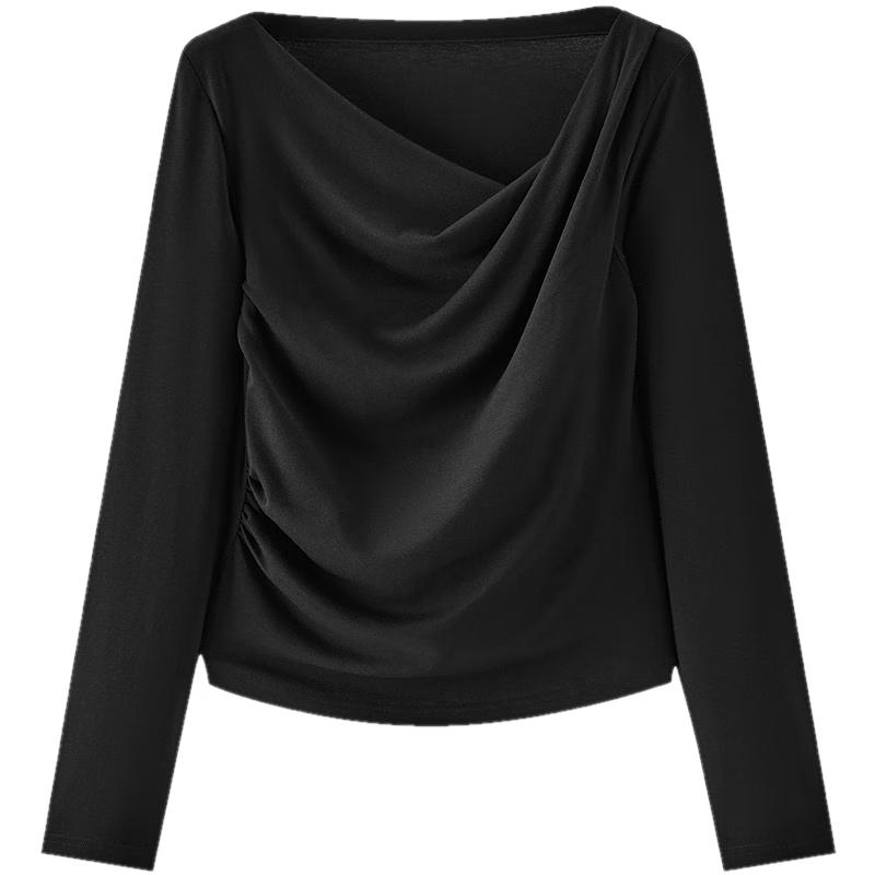 Semir Women's Asymmetrical Cowl Neck Off-Shoulder Slim Fit T-shirt
