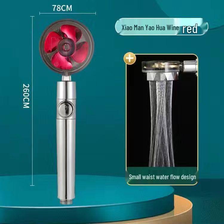 Compact Twin-Turbine Booster Shower Head with Dual Propellers