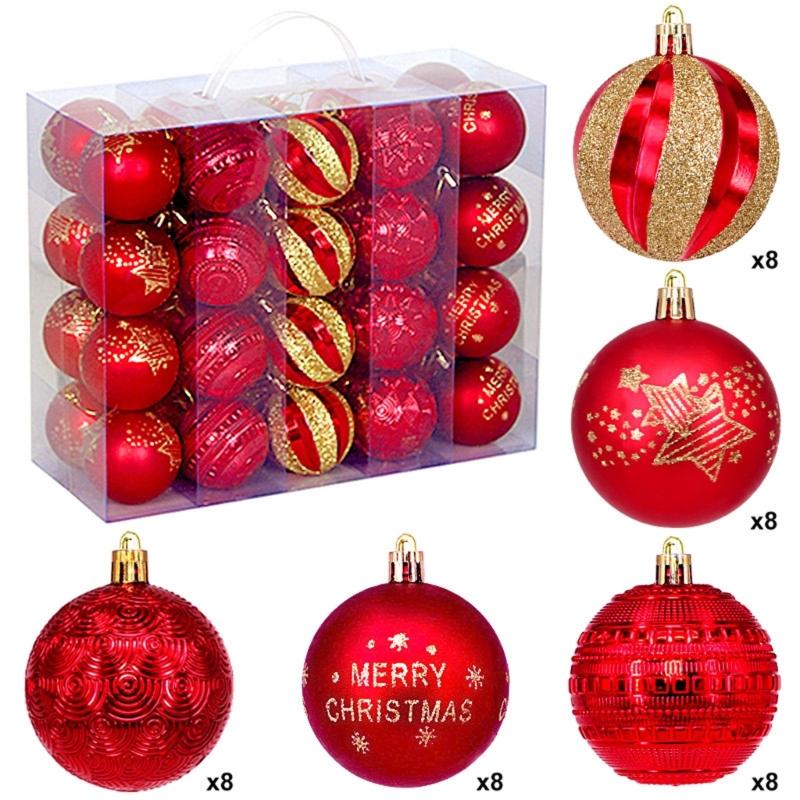 Plastic Christmas Tree Decorations Accessories Colorful Handcrafted Spherical Orbs In Gift Box for Festival Event