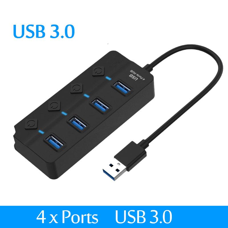 Xiaomi USB 2.0 Hub USB Hub 2.0 Multi USB Splitter Hub Use Power Adapter 4/7 Port Multiple Expander USB 3.0 Hub with Switch 30CM Cable