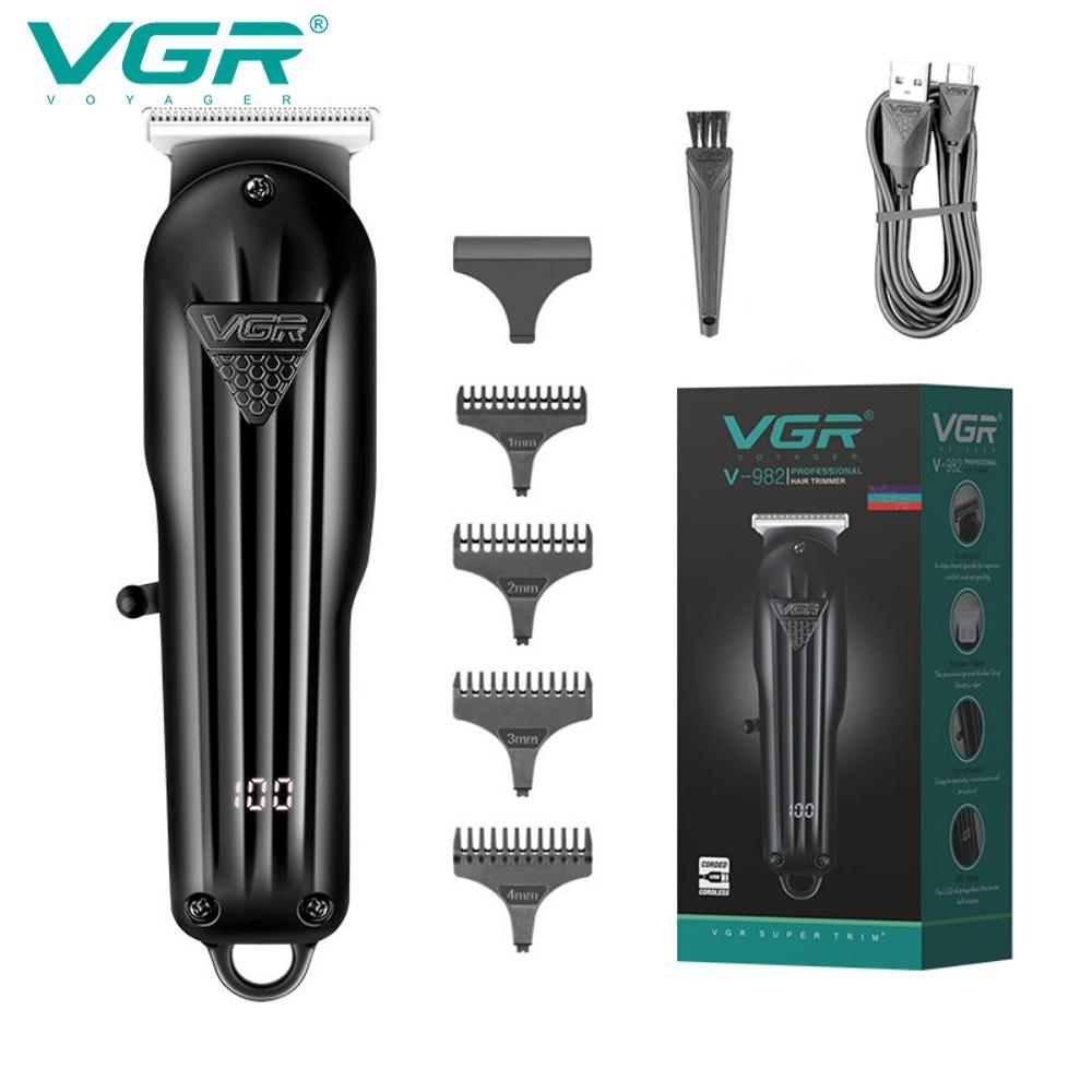 New VGR Hair Trimmer Professional Clipper Carved Hair Clipper Electric T-Blade Hair Cutting Machine with LED Display Barber Trimmer for Men V-982