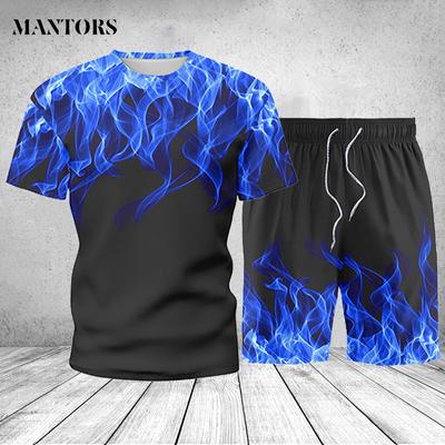Set da uomo Moda Estate Uomo Abbigliamento sportivo Due pezzi Tuta Tuta sportiva T stampata Top + Pantaloncini Tuta da uomo Abbigliamento di marca
