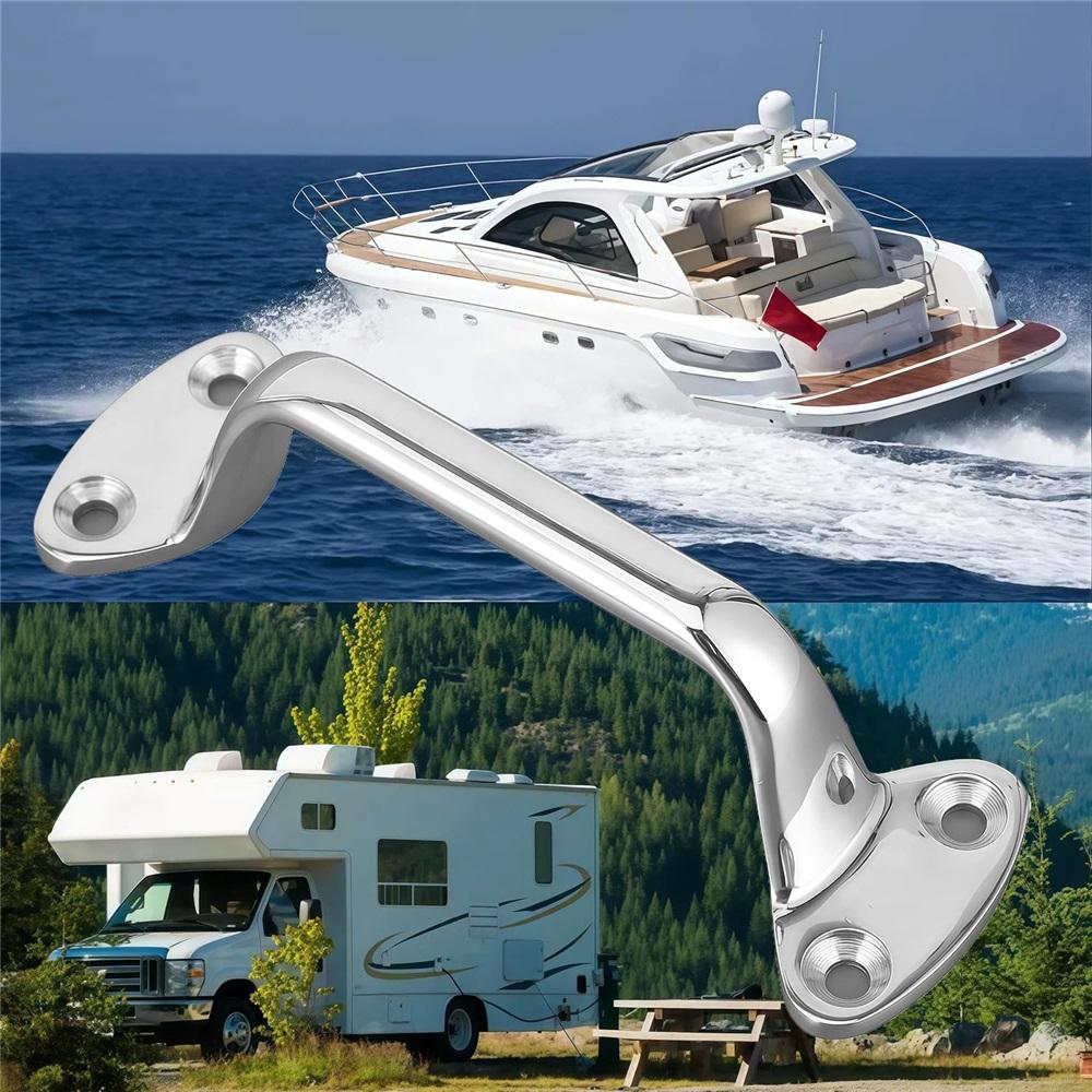  Large 5.81" 316 Stainless Steel Marine Door Handle – Heavy-Duty Mirror Polish – For Yachts, Boats, RVs, Bathrooms – 4-Hole Mount