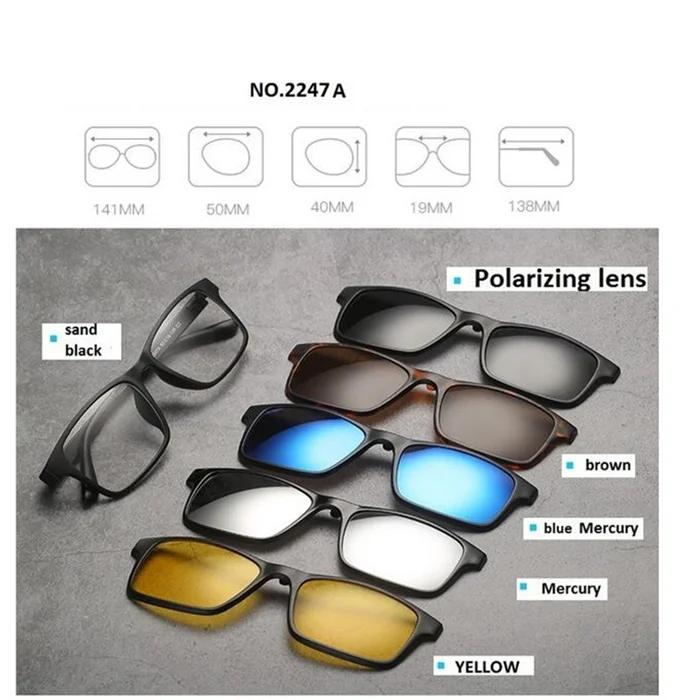 Retro 5+1 Polarizované Klipy na Brýle pro Krátkozrakost Rám Brýlí Pro Muže Ženy Pět Magnetických Sklíček Zrcadlové 0 -1 -1.5 -2 -2.5 -3 -3.5 -4.0