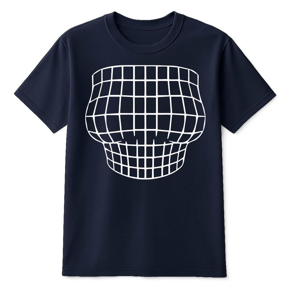 Magnified Chest Optical Illusion TShirt Funny Grid Big Boobs Meme Gag Gift Top S