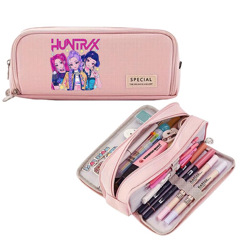 Korean Style Multi-functional Demon Hunter Pencil Case for Students - Three-Layer Oxford Cloth Stationery Box