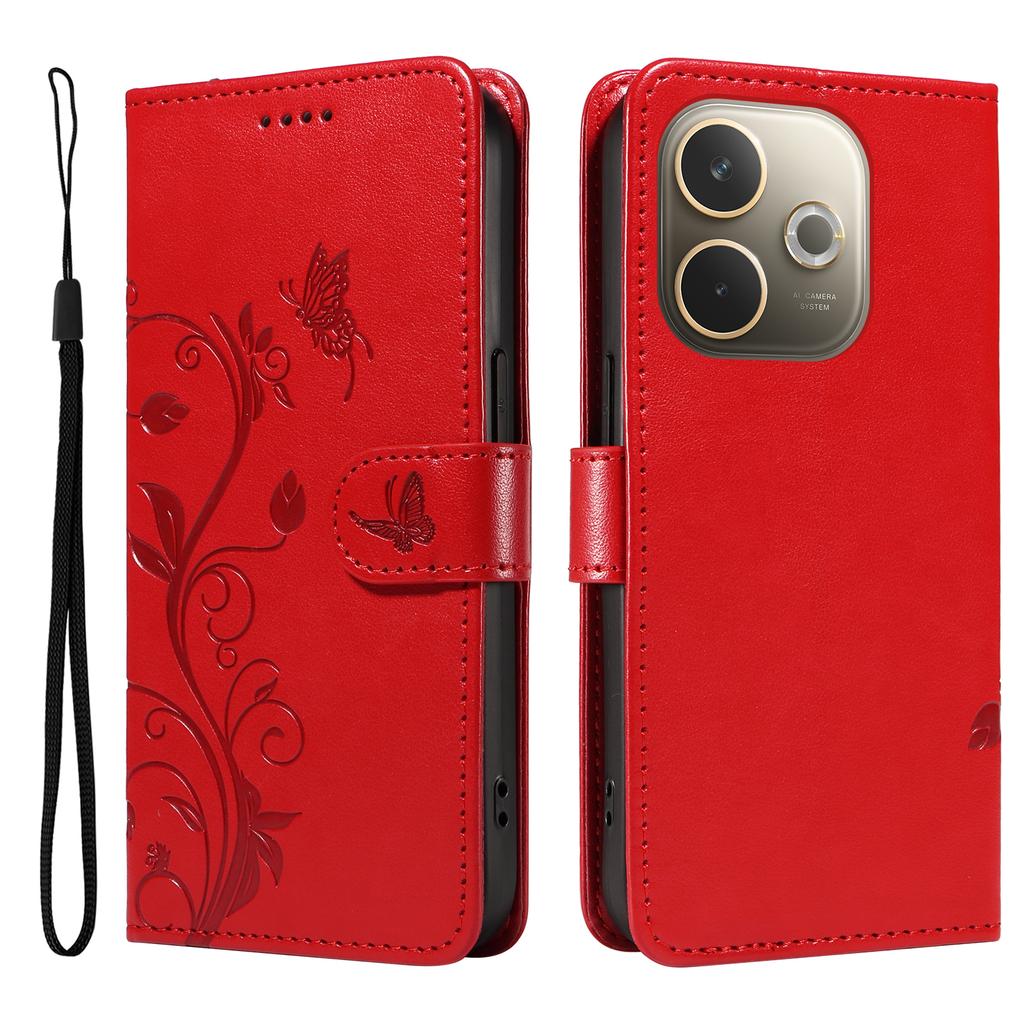 For Oppo A5 Energy 5G (China)/Oppo A5 Pro 4G (Global) PU Leather Cases Flower Pattern Wallet Stand Phone Cover with Strap