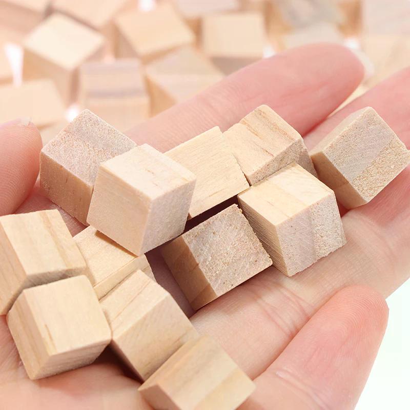 100pc Gift DIY Unfinished Blank Mini Wooden Square Solid Cubes Woodwork Craft Perfect Gift For Birthdays Holidays Christmas