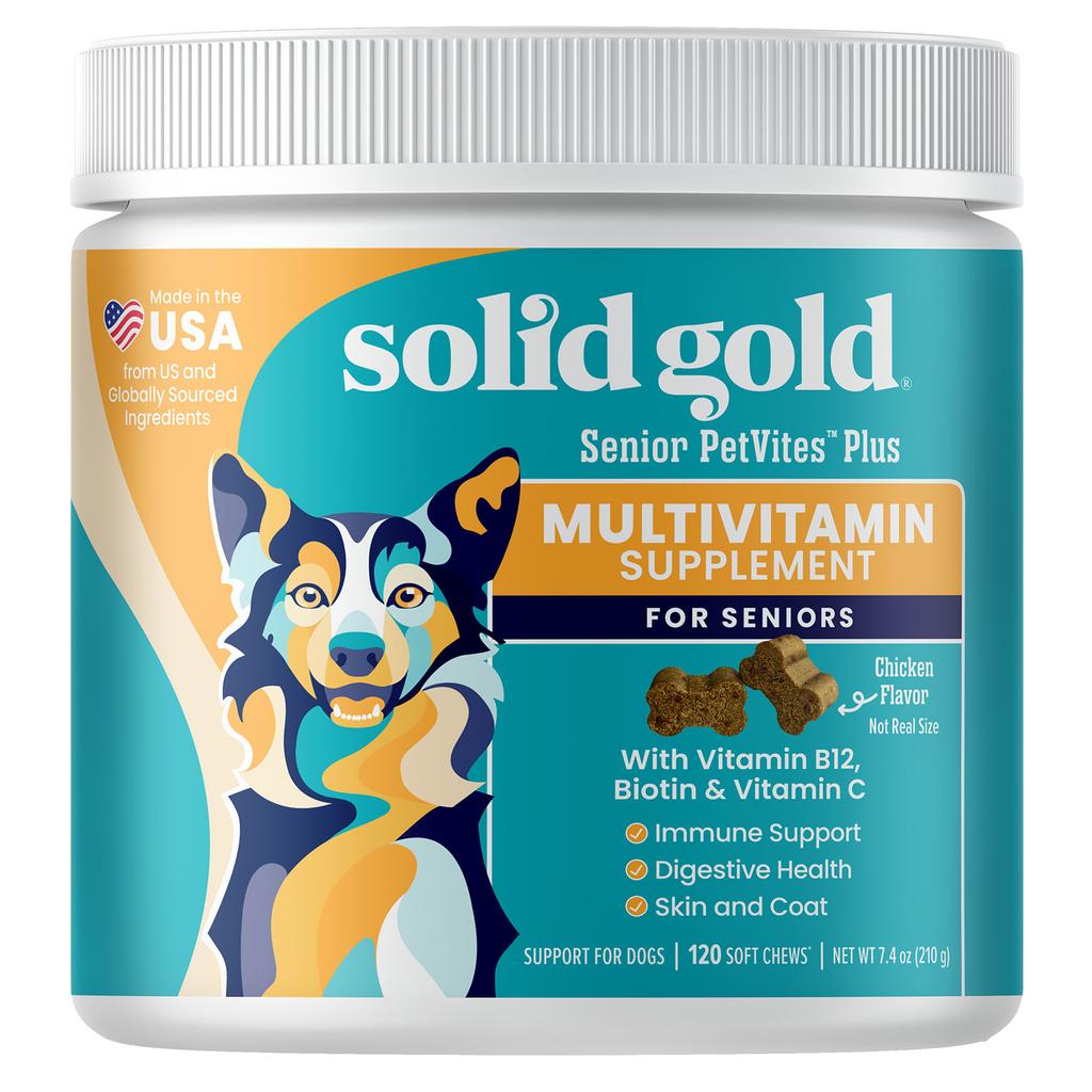 Solid Gold, PetVites™ Multivitamin Supplement for Dogs, Bacon, 120 Soft Chews, 7.6 Oz (216 G)