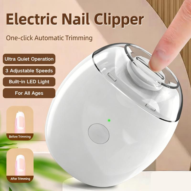 Electric Nail Clipper Grinding and Polishing with Light Automatic Nail Trimmer Rechargeable Nail Cutter Manicure for Baby Adult