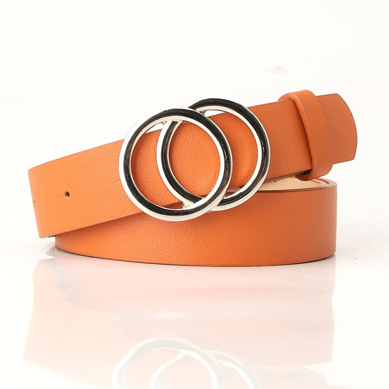 New Women's Cross-border Trend Double-circle Buckle Belt, Fashionable and Simple Women's Ins Wind Width Belt