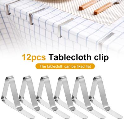 12-teiliges Tischdeckenklammer-Set aus Edelstahl, Tischdeckenklammern, robuste Tischdeckenbefestigung für den Außenbereich, für Restaurants
