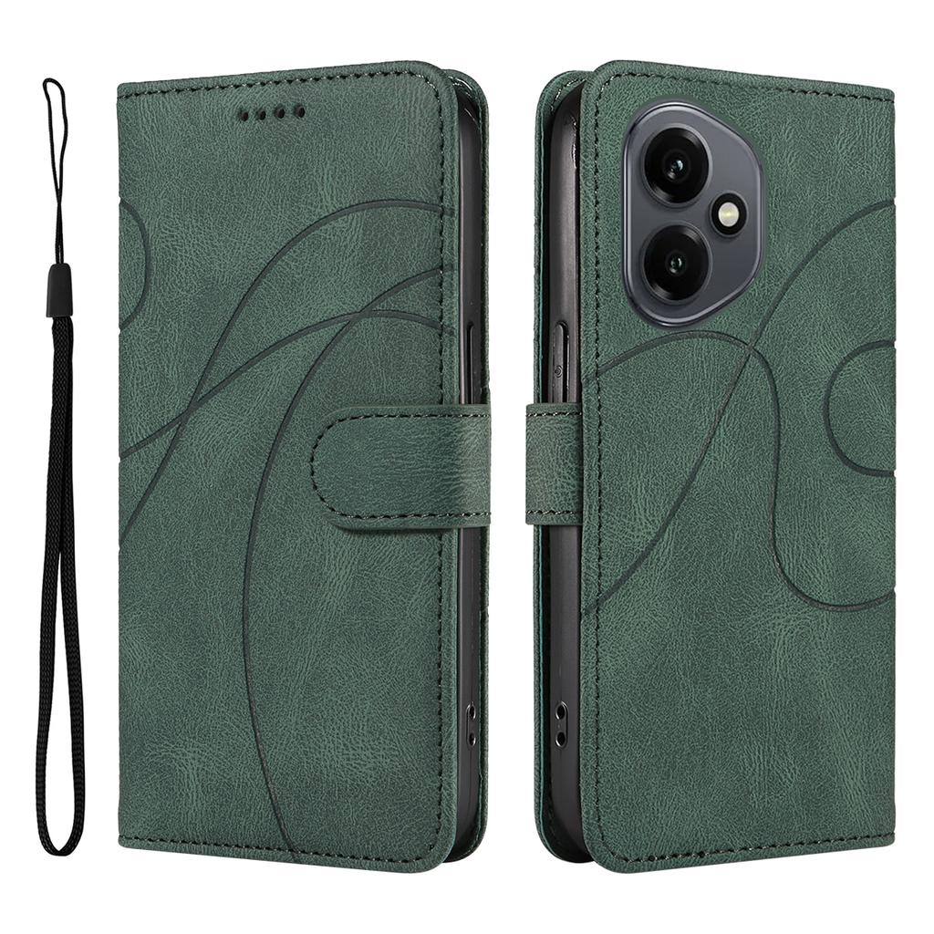 For Honor 400 5G (Global) Lommeboketui Skinn Telefondedeksel Stativ med Buet Linjedesign