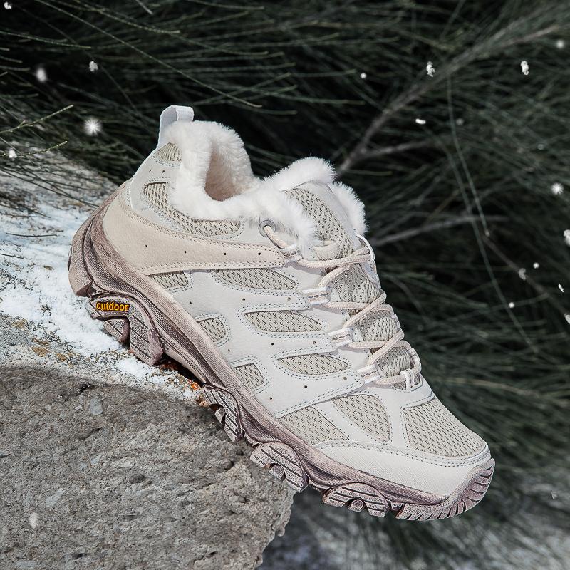 TUINANLE Women Cotton Shoes Winter Casual Plush Warm Snow Boots Female Outdoor Non-Slip Lace Up Walking Sneakers Men