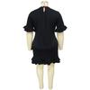 Plus Size Solid Color Ruffle Trim Short Dress