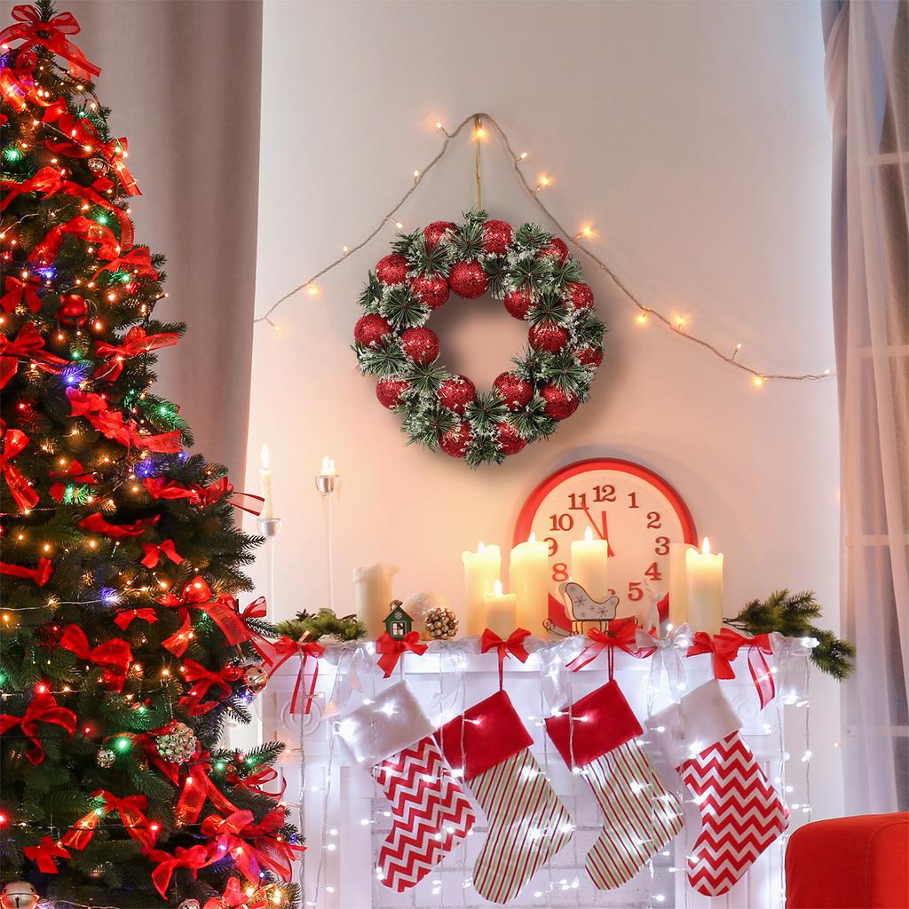 1PC 32CM Artificial Handmade Christmas Red Wreath Fascia Wall Hanging Christmas Window Home Party Photography Decoration Wreaths