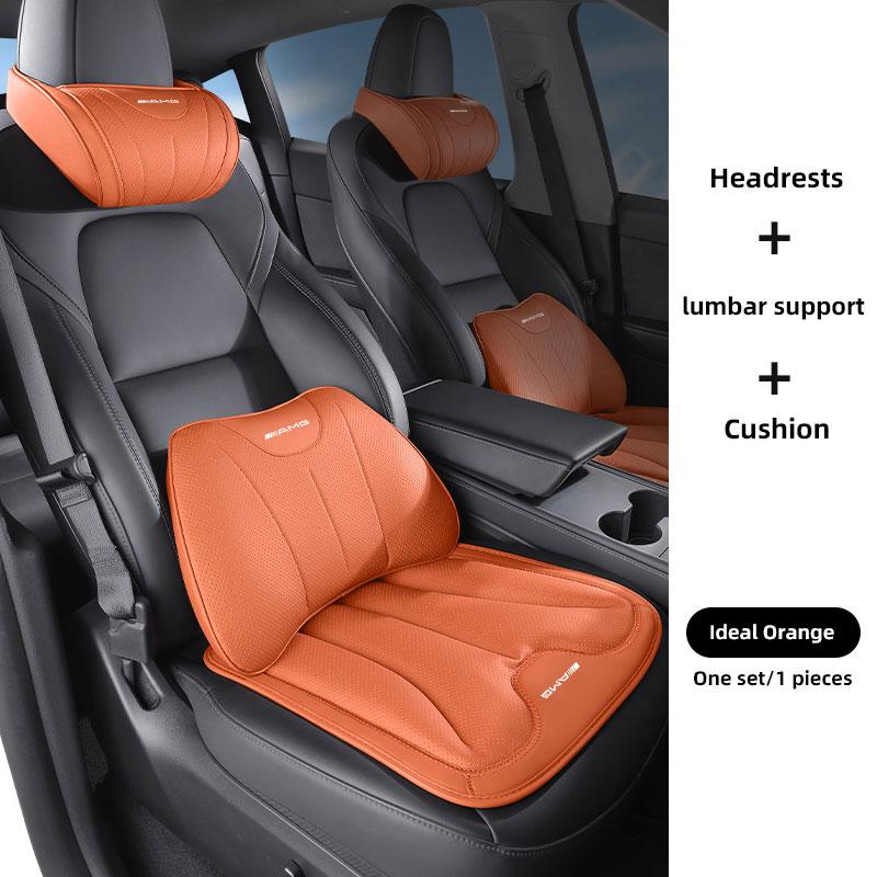 TWEK4 Car Headrest PU Leather Protection Lumbar Cushion Seat Interior Kit Accessories Car Hub Cap For Mercedes Benz AMG W214 W205 W204