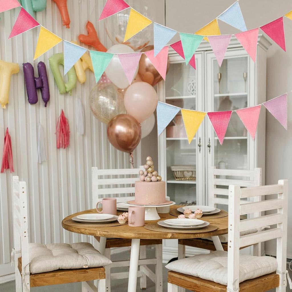 4 Pack Rainbow Pennant Banner, Flags Pennant Banners Triangle Flag for Party Wedding Christmas Birthday Bedroom Decoration