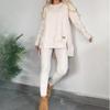 Tuta Sportiva da Donna Felpa Top Largo Irregolare + Pantaloni Leggings Set 2 Pezzi Casual Outfit Jogger Sportivo Set Due Pezzi