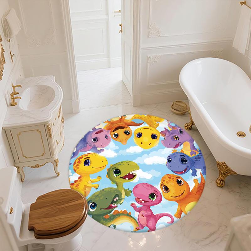 Cartoon Dinosaur pattern round rug,Carpet Rug for Living Room Bedroom Sofa Playroom Decor,Non-slip Floor Mat,Holiday Gifts and Birthday Gifts