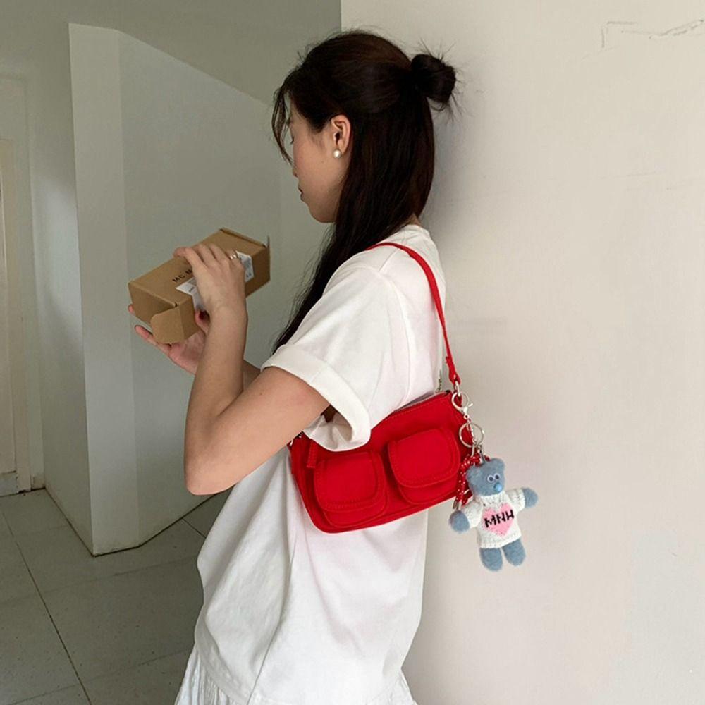 Multi Pocket Oxford Cloth Handbag Oxford Cloth Nylon Shoulder Bag Simple   Streetwear