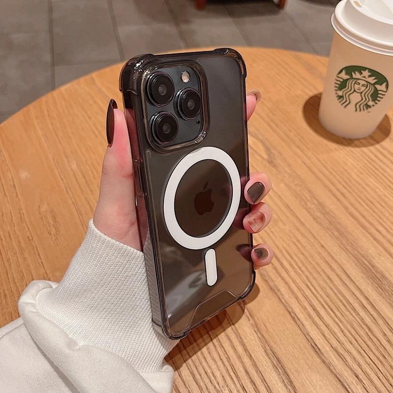 Luxury Shockproof Magsafe Wireless Charge Transparen Case For iPhone 11 12 13 14 15 16 17 Pro Max Plus Air Magnetic Bumper Cover