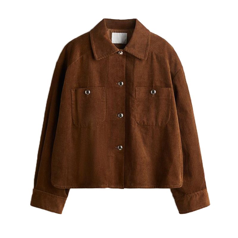 

New Fall Women s Clothing Corduroy Large Profile Long Sleeves Lapel Pocket Jacket Outwear 1297462 Brown L