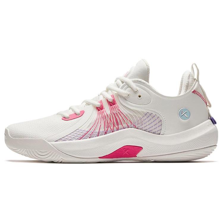 New Anta Cushioned Slip Resistant Low Top Basketball Shoes Men's White Pink 112421607-1