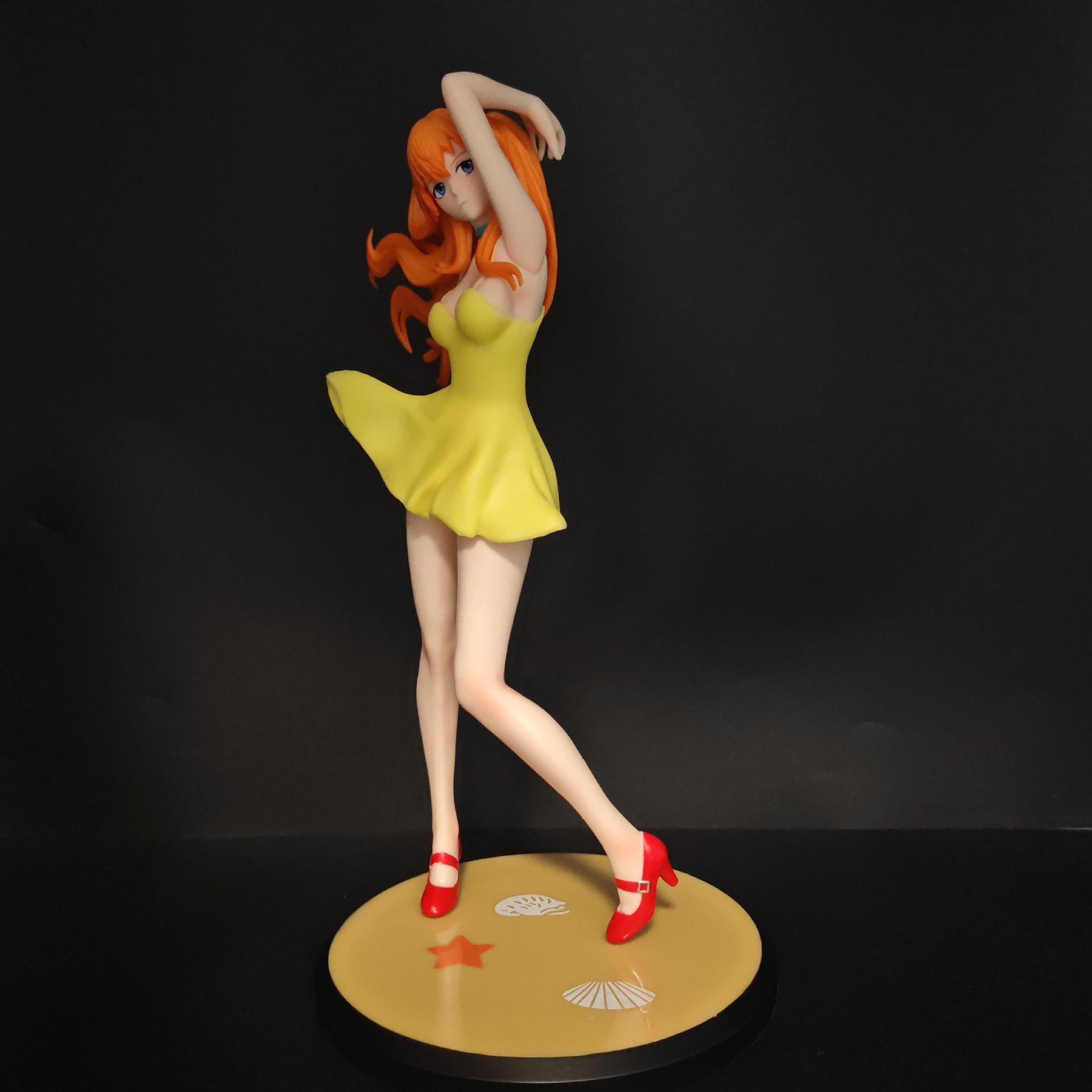 23cm/9.1 Inch Eva Asuka Langley Soryu Figure Yellow Dress Asuka Anime Action Figure Desktop Ornament Collectible Model Toy Gifts