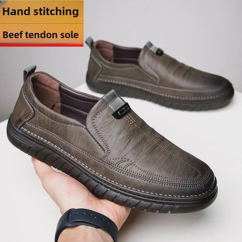 Men's Genuine Leather Casual Business Shoes - Versatile Cowhide with Soft Non-Slip Sole
