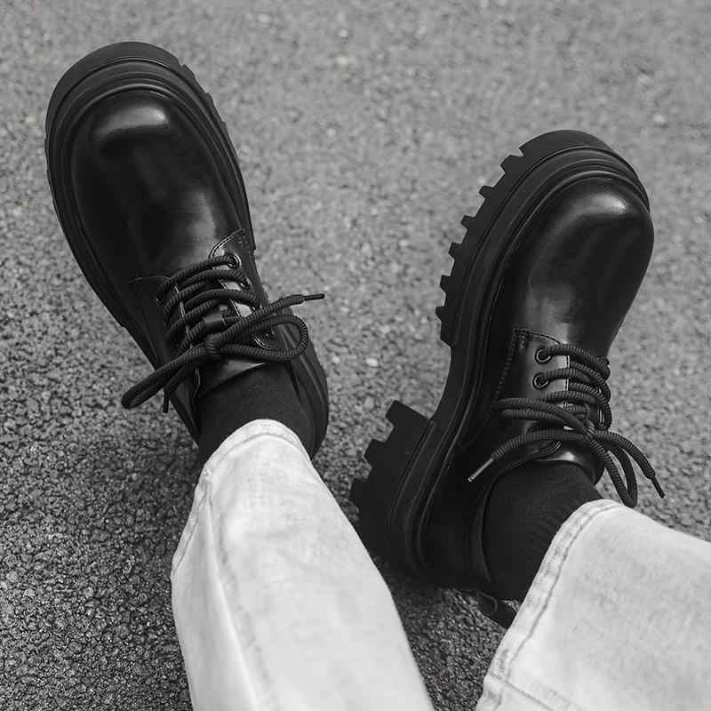 Derby shoes men's platform heightening trendy shoes black big head business dress commuter groom wedding leather shoes 16890-J