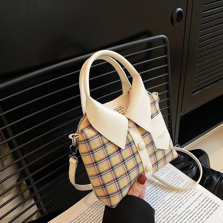 Creative Cloth Design Women Shoulder Bags Ctrast Color Plaid Ladies Crossbody Bag Funny Portable Versatile Female Handbags