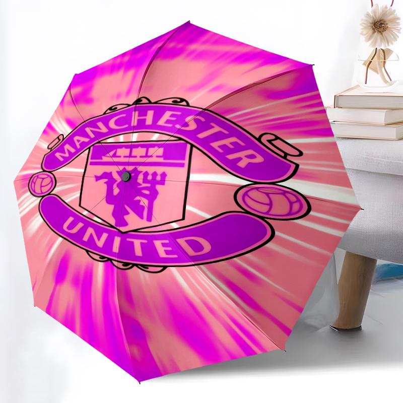 1pz Ombrello Automatico Robusto a 8 Stecche, Ombrello Manchester United Manchester City, Stampato Digitalmente, Ombrello Pieghevole per Uso Esterno in Movimento