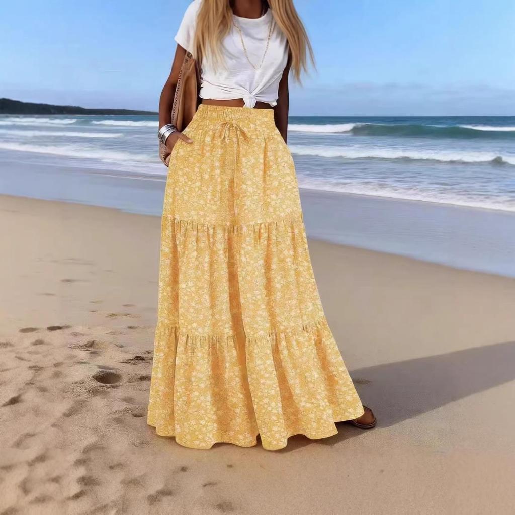 2026 Europäischer Lässiger Eleganter Sommer Strandurlaub Langer Rock für Damen