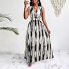 2026 new European and American women's clothing temperament elegant, fashionable and sexy 3D digital printing sleeveless V-neck dress